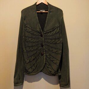 Isabella Bird Olive Green Comfy Cable Knit Cardigan Sweater – XL (M to XXL Fit)